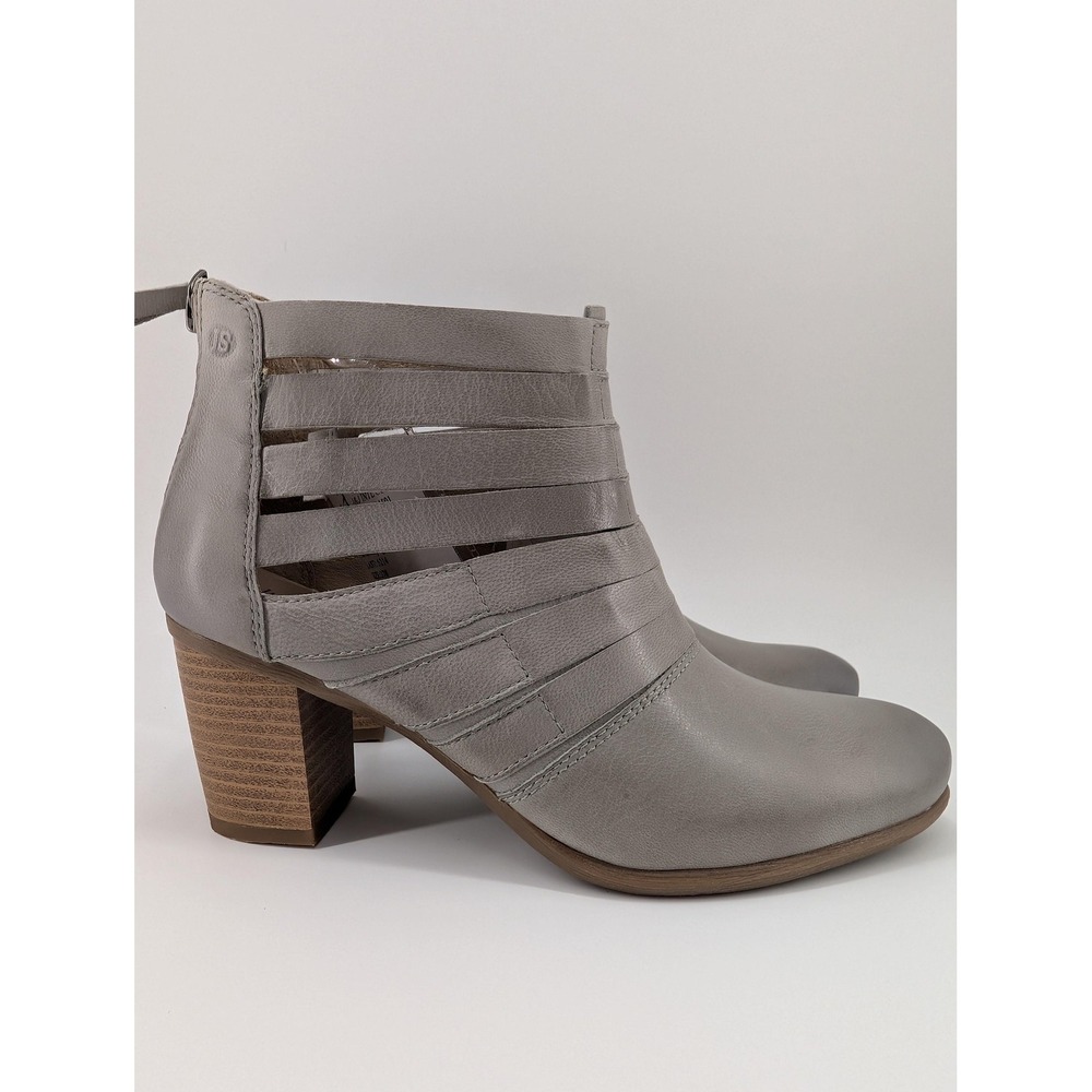 Josef Seibel Booties Womens Size 6.5 Gray‎ Strappy Ankle Block Heel Zip 87901